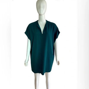 ba&sh Bash Woman’s Kaftan Mini Dress Size 1 S Split V- Neck Moss Green